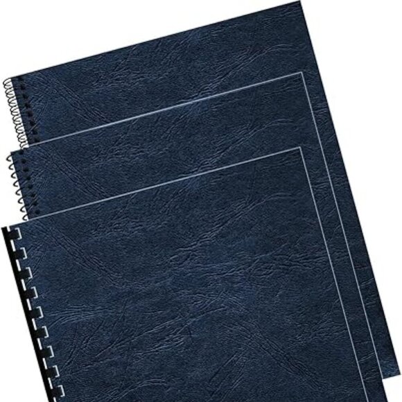 Fellowes Letter Size Binding Report Covers Expressions Grain, 50-Pack, Navy, NWT - Picture 2 of 2